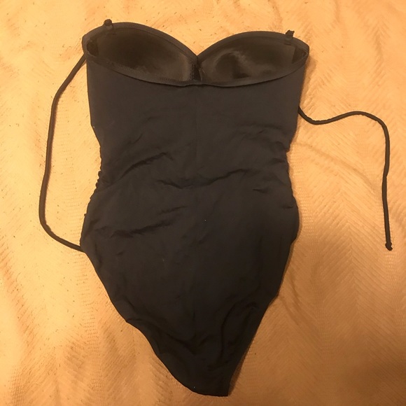 Black Ruched One Piece Swimsuit - Picture 2 of 4